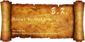 Balai Krisztina névjegykártya